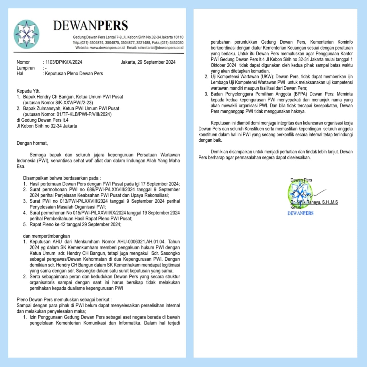 Waduuuh, PWI Diusir Oleh DP Dari Gedung Dewan Pers Dan Tidak Di Perbolehkan Lagi Melakukan UKW Mandiri Maupun Fasilitasi Dari Dewan Pers