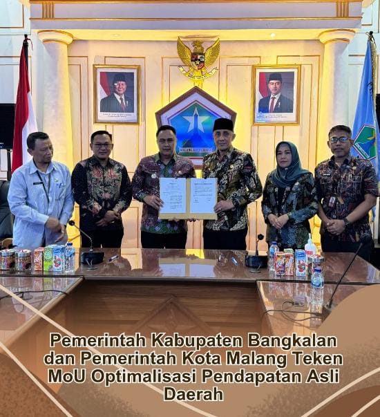 Pemerintah Kabupaten Bangkalan dan Pemerintah Kota Malang Teken MoU Optimalisasi Pendapatan Asli Daerah