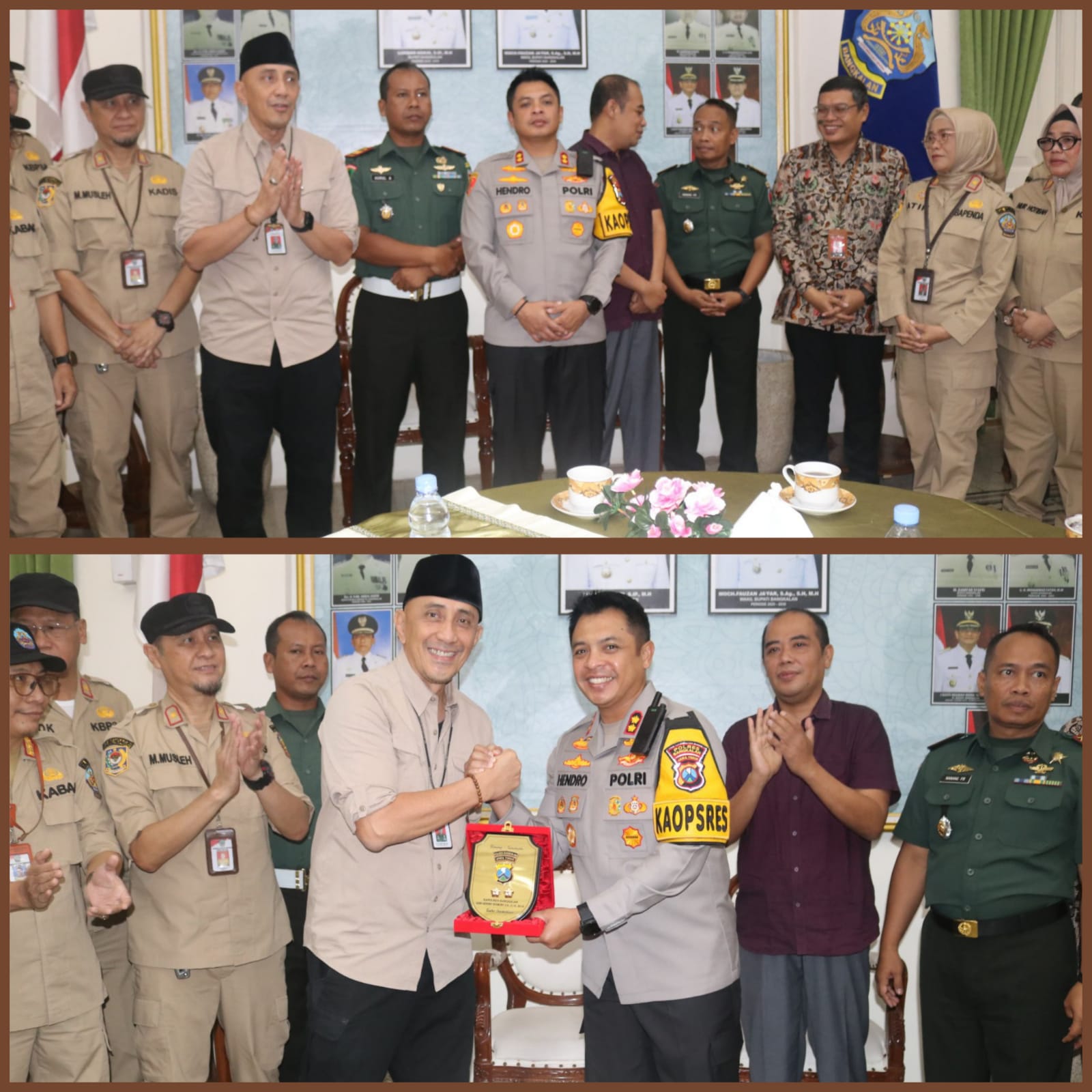 Pj Bupati Bangkalan Pamit di Hari Terakhir Bertugas, AKBP Hendro Sukmono Beri Kado Perpisahan