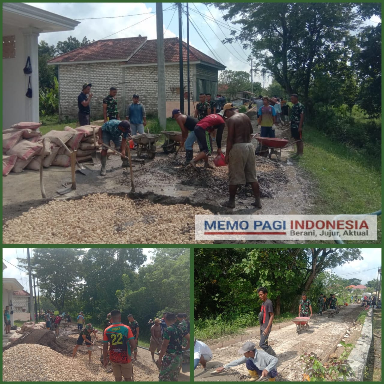 Dengan Penuh Semangat Satgas TMMD 123 dan Warga Katol Timur Kerjakan Rabat Beton