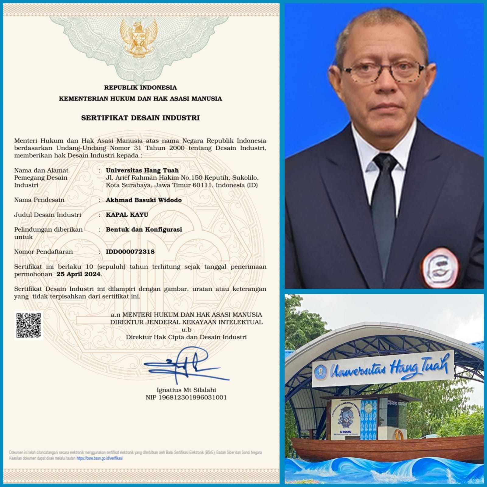 Dosen Fakultas Teknik dan Ilmu Kelautan UHT, Raih Hak Kekayaan Intelektual atas Inovasi Kapal Kayu Ramah Lingkungan