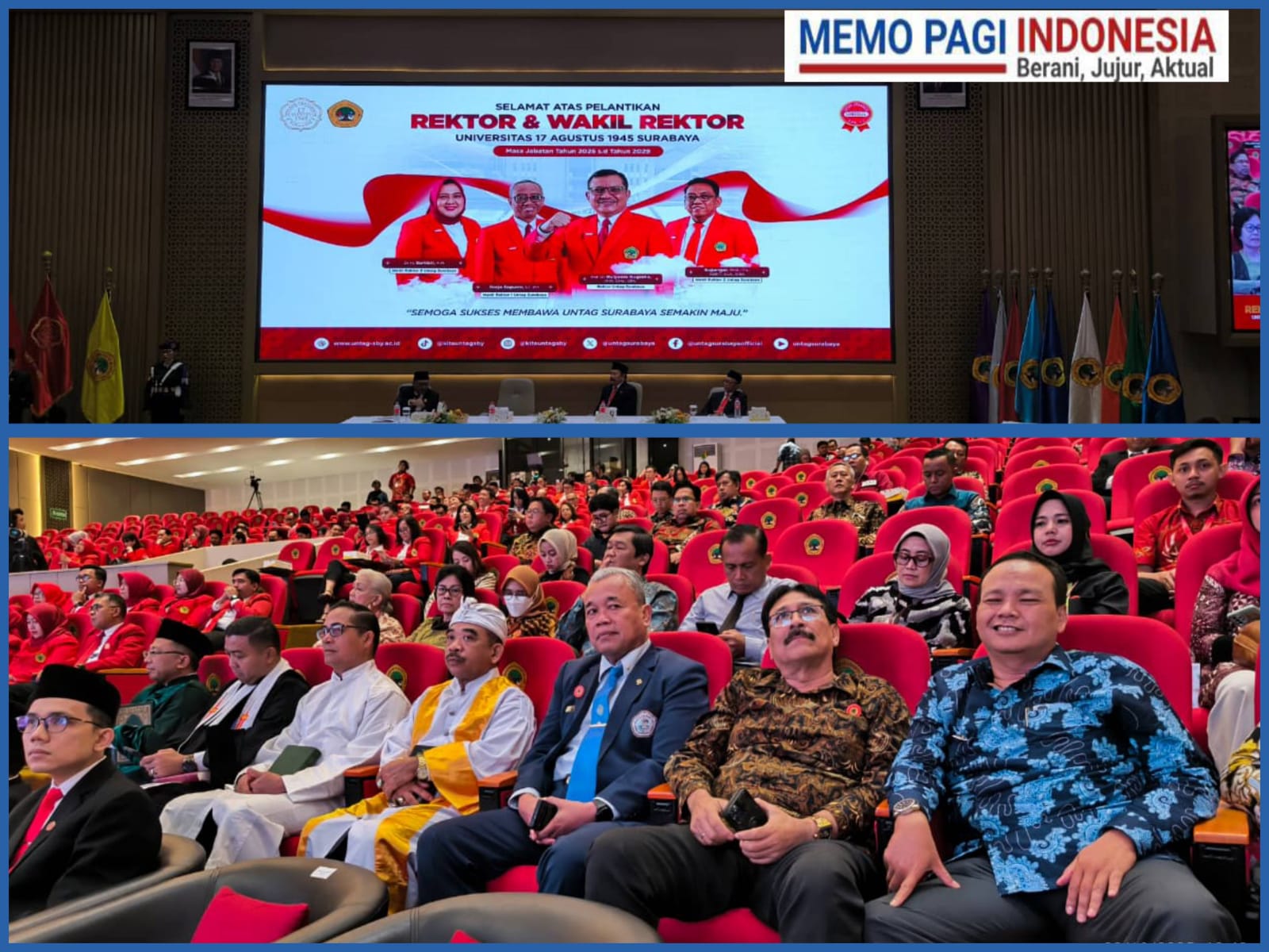 Rektor III UHT Hadiri Pelantikan Rektor dan Wakil Rektor Untag Surabaya Masa Bakti 2025–2029