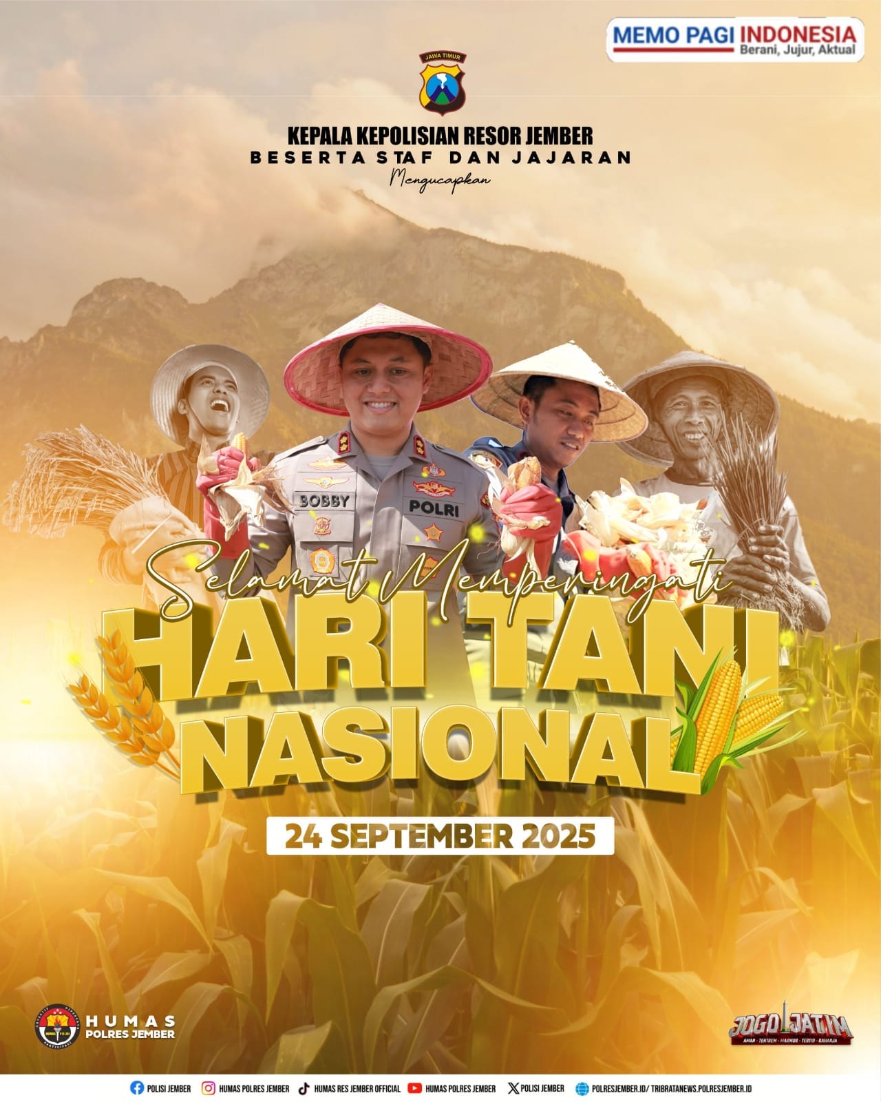 Hari Tani Nasional 24 September, Kapolres Jember: Petani Garda Depan Ketahanan Pangan
