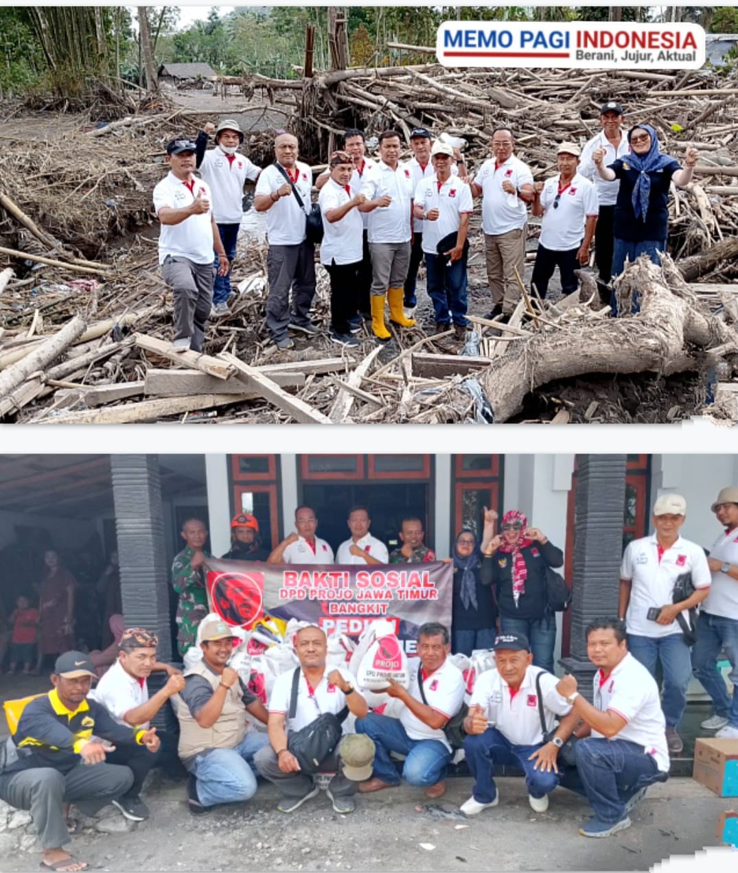 DPD Projo Jatim Salurkan 100 Paket Sembako untuk Korban Erupsi Gunung Semeru, Warga Sambut Haru